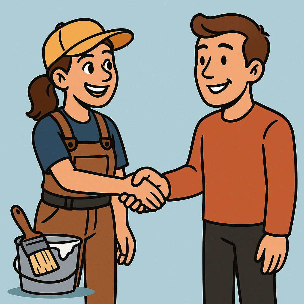 Artisan et client se serrant la main